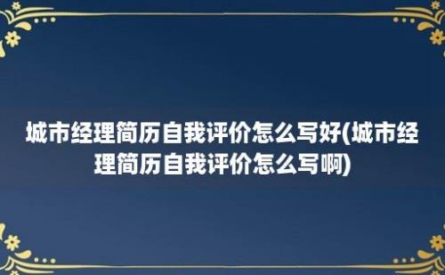 城市经理简历自我评价怎么写好(城市经理简历自我评价怎么写啊)