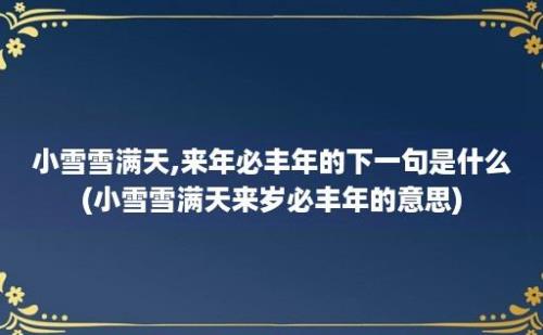 小雪雪满天,来年必丰年的下一句是什么(小雪雪满天来岁必丰年的意思)