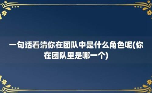 一句话看清你在团队中是什么角色呢(你在团队里是哪一个)