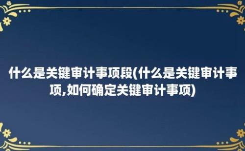 什么是关键审计事项段(什么是关键审计事项,如何确定关键审计事项)