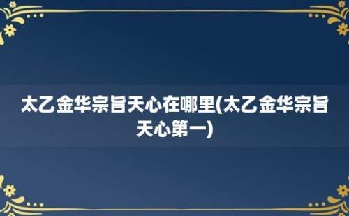 太乙金华宗旨天心在哪里(太乙金华宗旨天心第一)