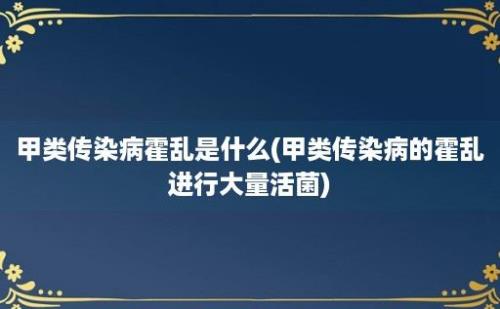 甲类传染病霍乱是什么(甲类传染病的霍乱进行大量活菌)