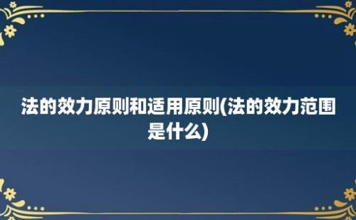 法的效力原则和适用原则(法的效力范围是什么)