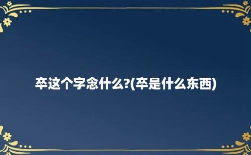 卒这个字念什么?(卒是什么东西)