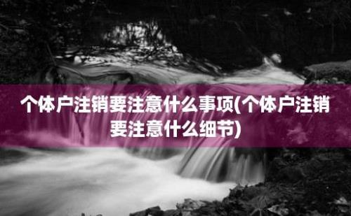 个体户注销要注意什么事项(个体户注销要注意什么细节)