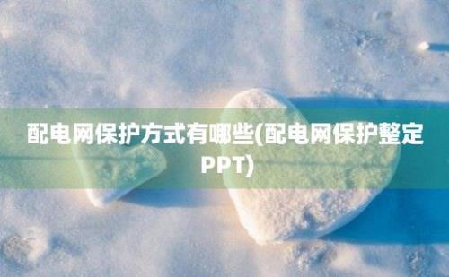 配电网保护方式有哪些(配电网保护整定 PPT)