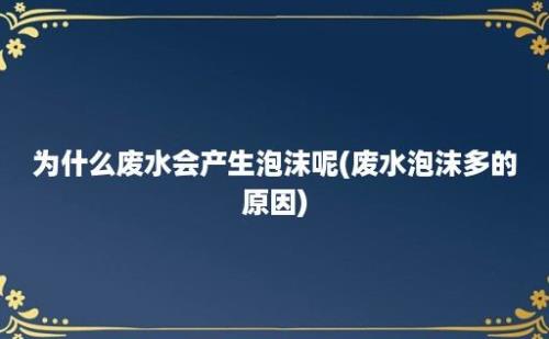 为什么废水会产生泡沫呢(废水泡沫多的原因)