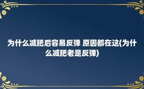 为什么减肥后容易反弹 原因都在这(为什么减肥老是反弹)