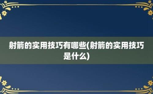 射箭的实用技巧有哪些(射箭的实用技巧是什么)