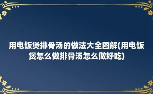 用电饭煲排骨汤的做法大全图解(用电饭煲怎么做排骨汤怎么做好吃)