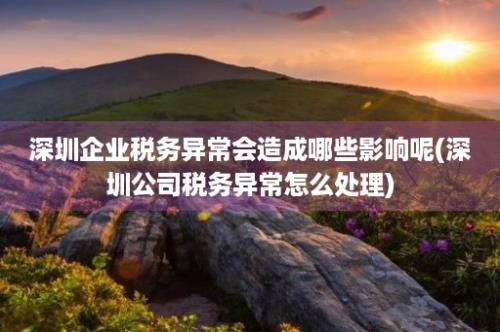 深圳企业税务异常会造成哪些影响呢(深圳公司税务异常怎么处理)