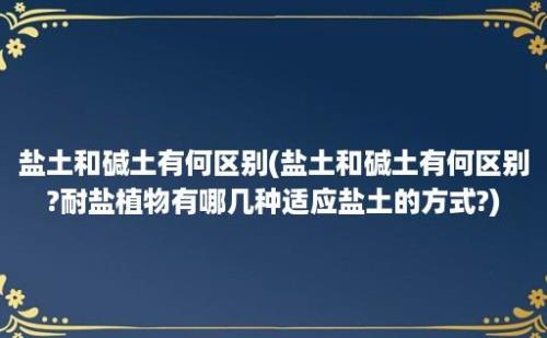 盐土和碱土有何区别(盐土和碱土有何区别?耐盐植物有哪几种适应盐土的方式?)