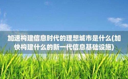 加速构建信息时代的理想城市是什么(加快构建什么的新一代信息基础设施)