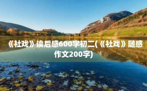 《社戏》读后感600字初二(《社戏》随感作文200字)