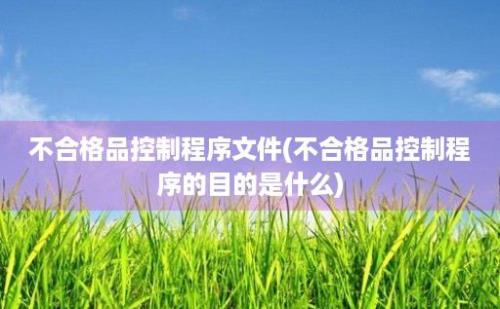 不合格品控制程序文件(不合格品控制程序的目的是什么)