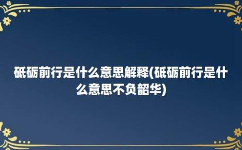 砥砺前行是什么意思解释(砥砺前行是什么意思不负韶华)