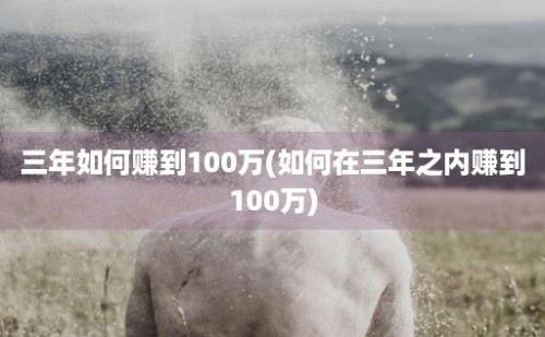 三年如何赚到100万(如何在三年之内赚到100万)