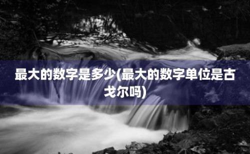 最大的数字是多少(最大的数字单位是古戈尔吗)