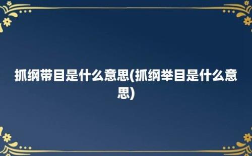 抓纲带目是什么意思(抓纲举目是什么意思)