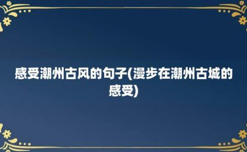 感受潮州古风的句子(漫步在潮州古城的感受)