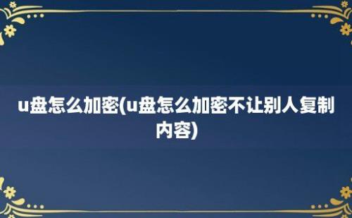 u盘怎么加密(u盘怎么加密不让别人复制内容)