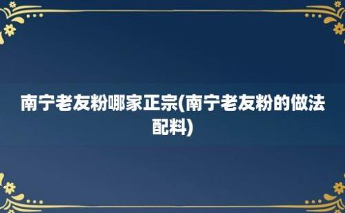 南宁老友粉哪家正宗(南宁老友粉的做法配料)