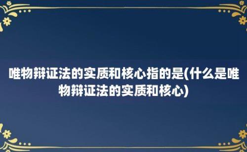 唯物辩证法的实质和核心指的是(什么是唯物辩证法的实质和核心)