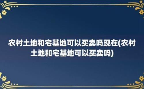 农村土地和宅基地可以买卖吗现在(农村土地和宅基地可以买卖吗)