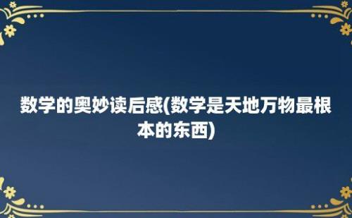 数学的奥妙读后感(数学是天地万物最根本的东西)