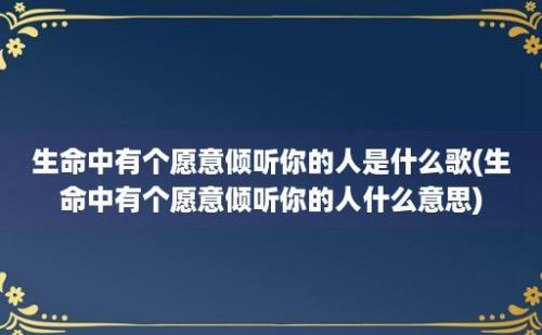 生命中有个愿意倾听你的人是什么歌(生命中有个愿意倾听你的人什么意思)