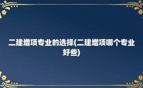 二建增项专业的选择(二建增项哪个专业好些)