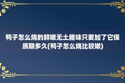 鸭子怎么烧的鲜嫩无土腥味只要加了它保质期多久(鸭子怎么烧比较嫩)