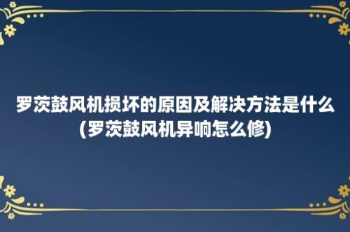 罗茨鼓风机损坏的原因及解决方法是什么(罗茨鼓风机异响怎么修)