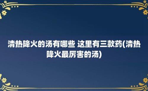 清热降火的汤有哪些 这里有三款药(清热降火最厉害的汤)