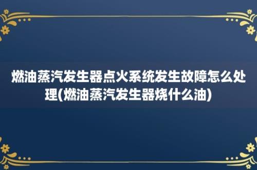 燃油蒸汽发生器点火系统发生故障怎么处理(燃油蒸汽发生器烧什么油)