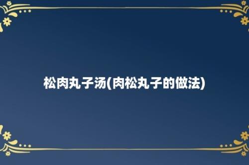 松肉丸子汤(肉松丸子的做法)