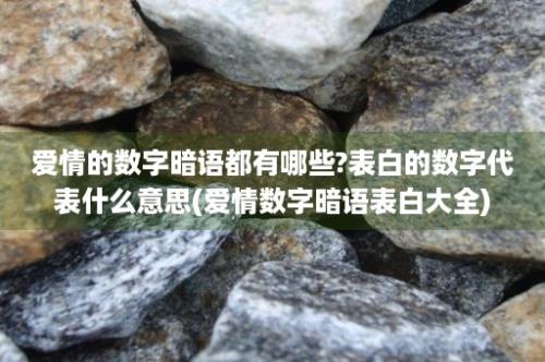 爱情的数字暗语都有哪些?表白的数字代表什么意思(爱情数字暗语表白大全)