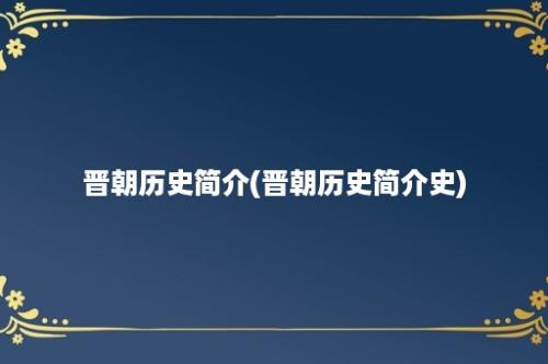 晋朝历史简介(晋朝历史简介史)