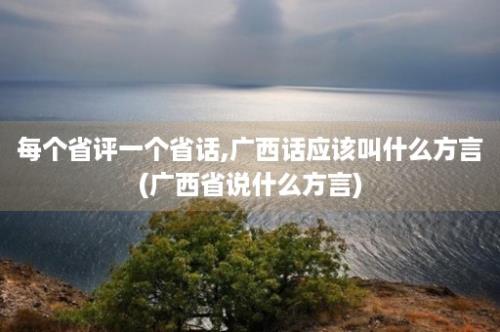 每个省评一个省话,广西话应该叫什么方言(广西省说什么方言)