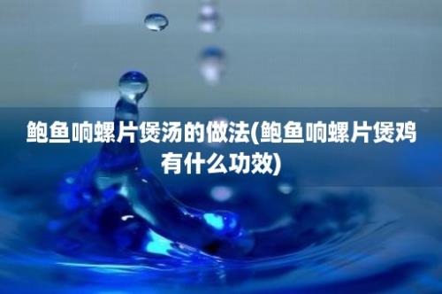 鲍鱼响螺片煲汤的做法(鲍鱼响螺片煲鸡有什么功效)