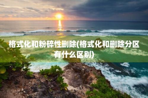 格式化和粉碎性删除(格式化和删除分区有什么区别)