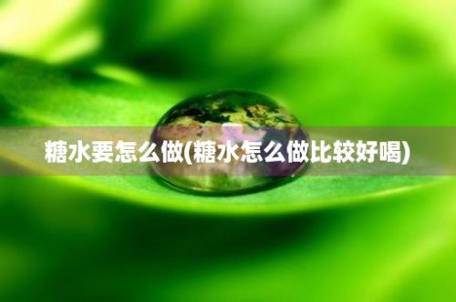 糖水要怎么做(糖水怎么做比较好喝)