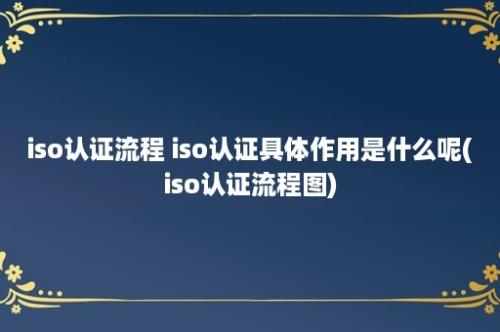 iso认证流程 iso认证具体作用是什么呢(iso认证流程图)