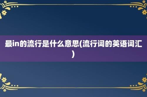 最in的流行是什么意思(流行词的英语词汇)