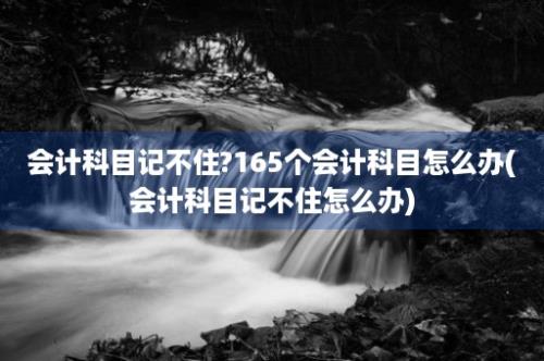 会计科目记不住?165个会计科目怎么办(会计科目记不住怎么办)