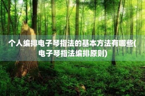 个人编排电子琴指法的基本方法有哪些(电子琴指法编排原则)