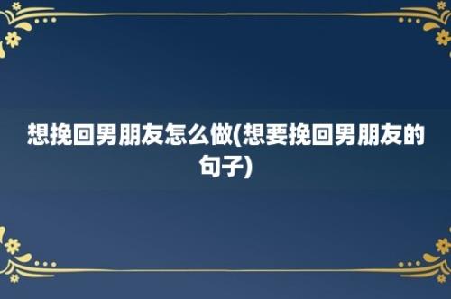 想挽回男朋友怎么做(想要挽回男朋友的句子)