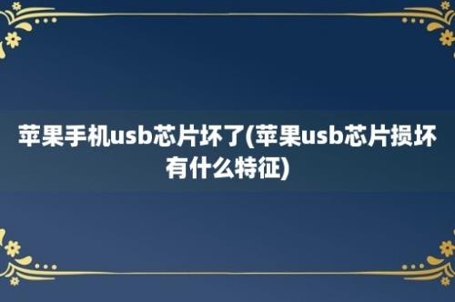 苹果手机usb芯片坏了(苹果usb芯片损坏有什么特征)