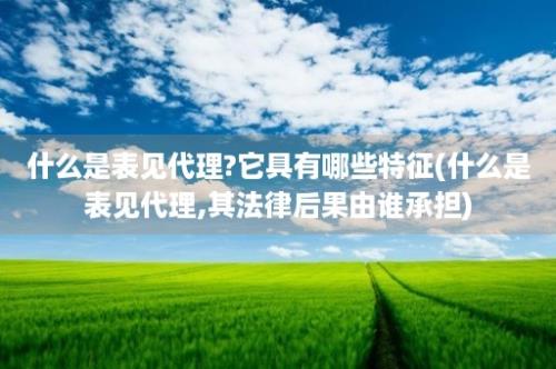 什么是表见代理?它具有哪些特征(什么是表见代理,其法律后果由谁承担)