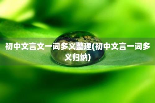 初中文言文一词多义整理(初中文言一词多义归纳)